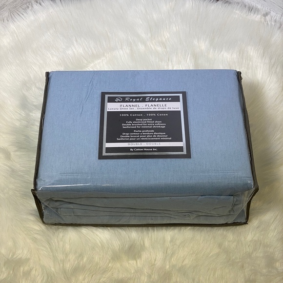 ✨FINAL STOCK✨Full 4pc Sky Blue Flannel Bedsheets - Picture 1 of 4